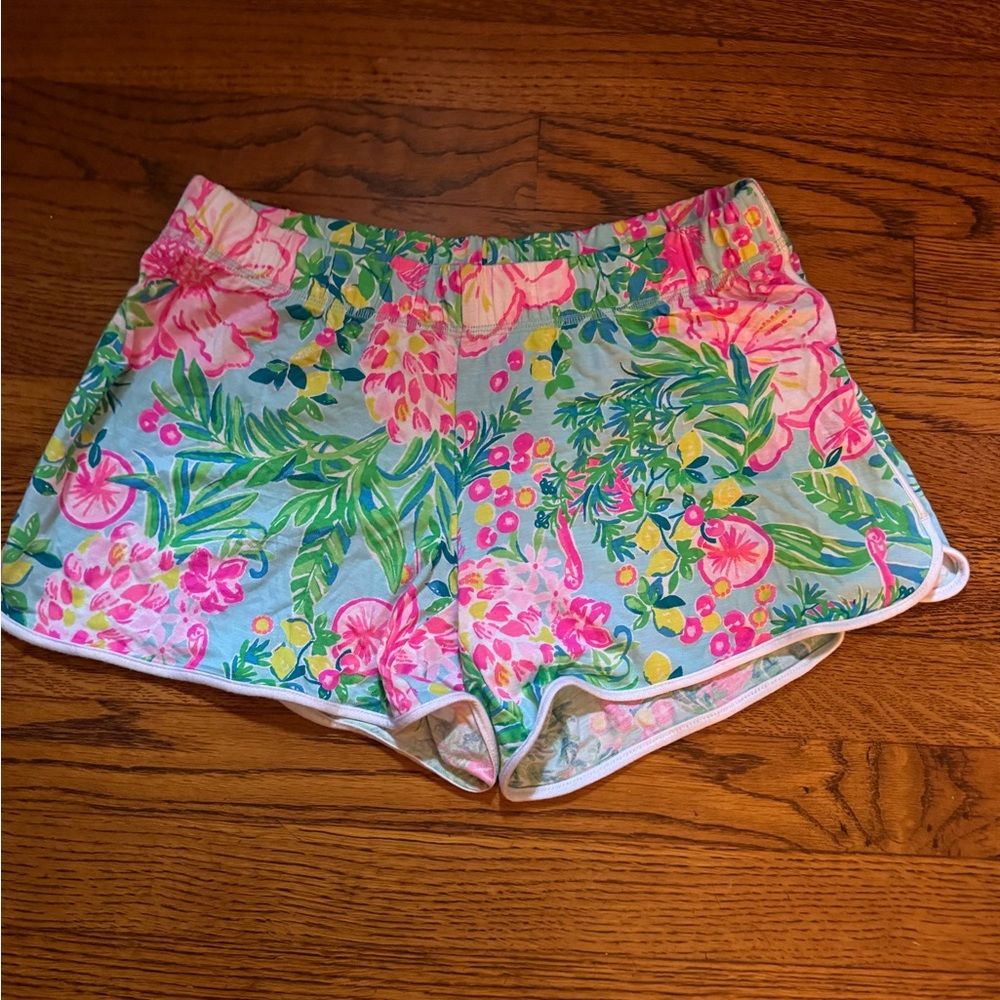 Lily Pulitzer Fruity Flamingo Floral Print Pajama shorts - Picture 2 of 4